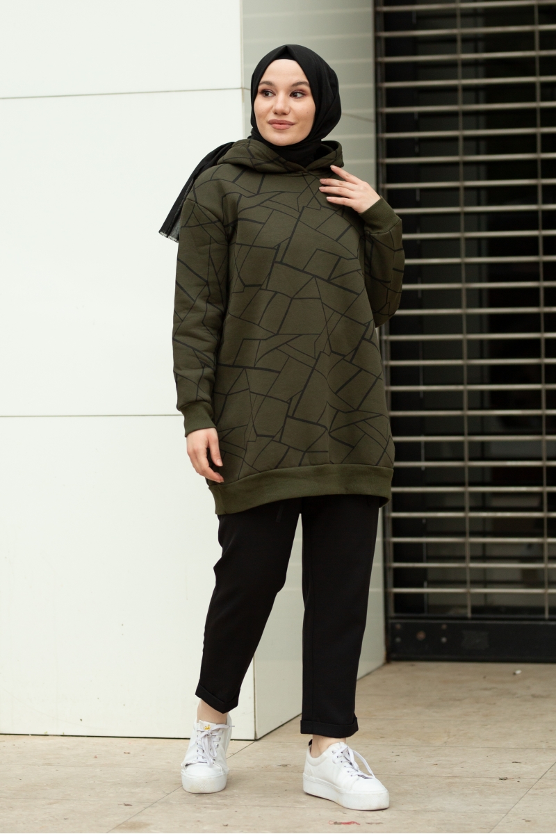 Roland Çizgili Haki Sweat