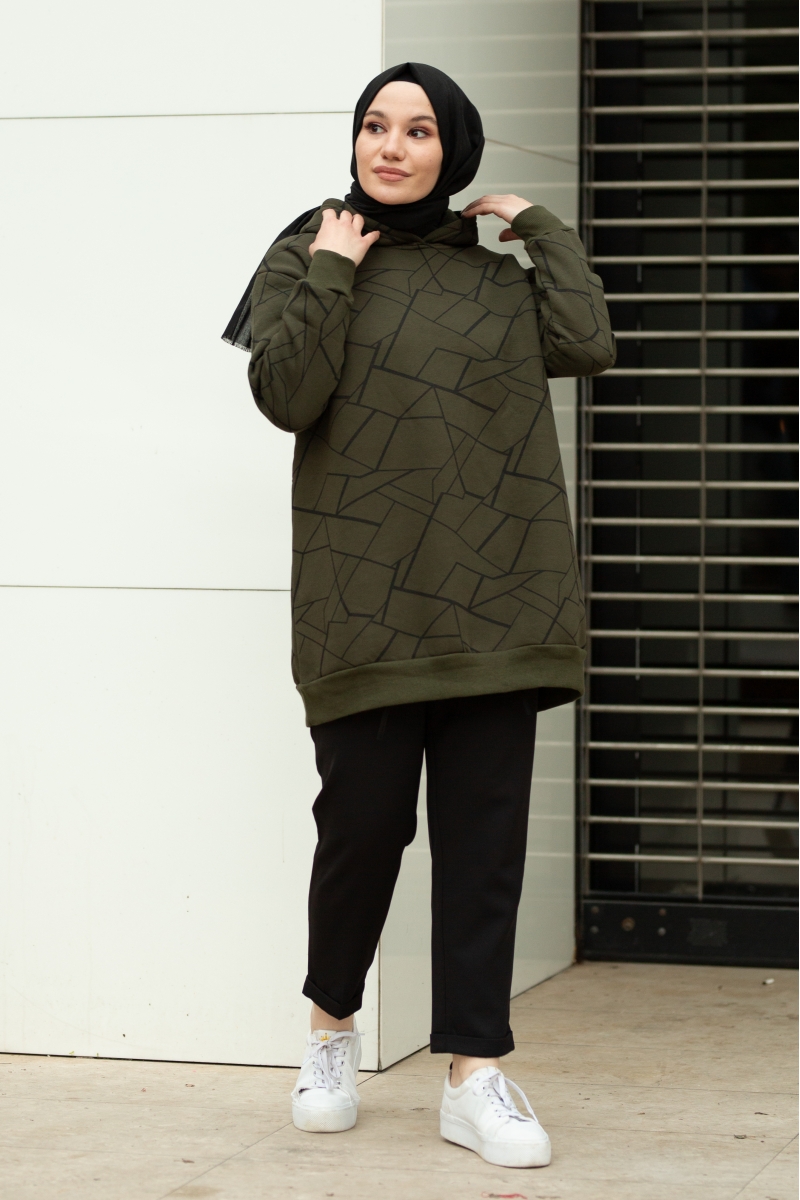 Roland Çizgili Haki Sweat