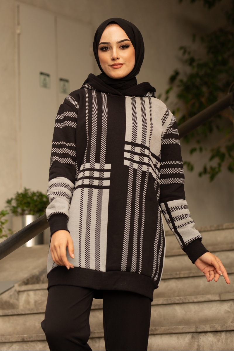 Roland Şeritli Siyah Sweat