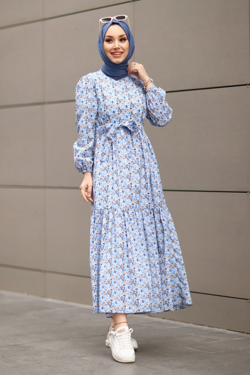 Roza Mavi Elbise