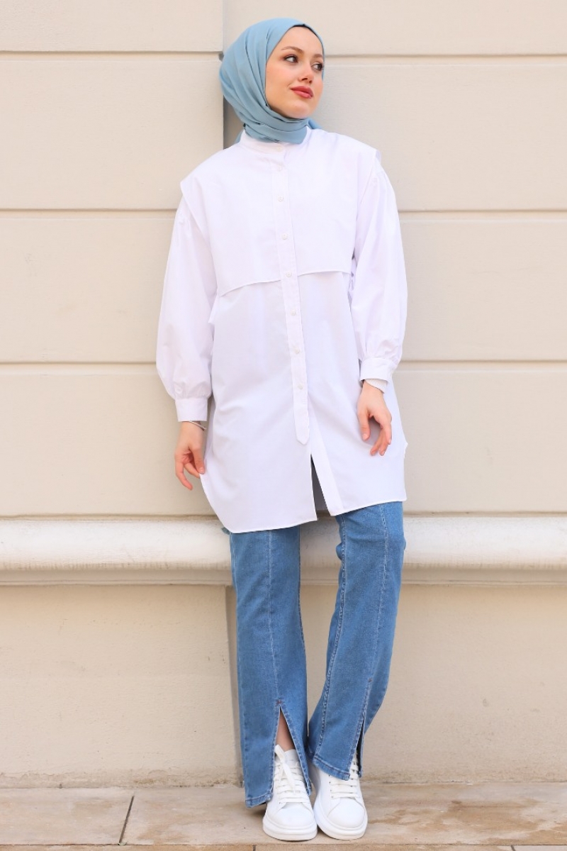 Sabina Beyaz Tunik