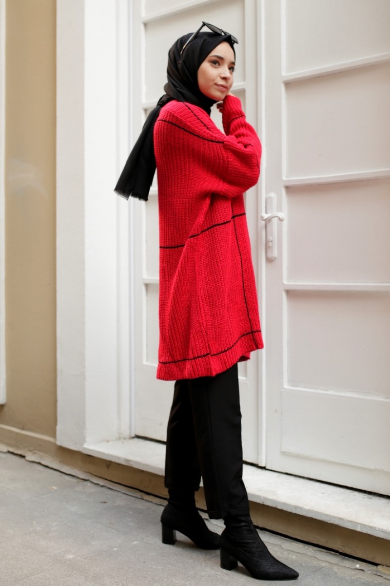 Sarah Kırmızı Triko Kazak