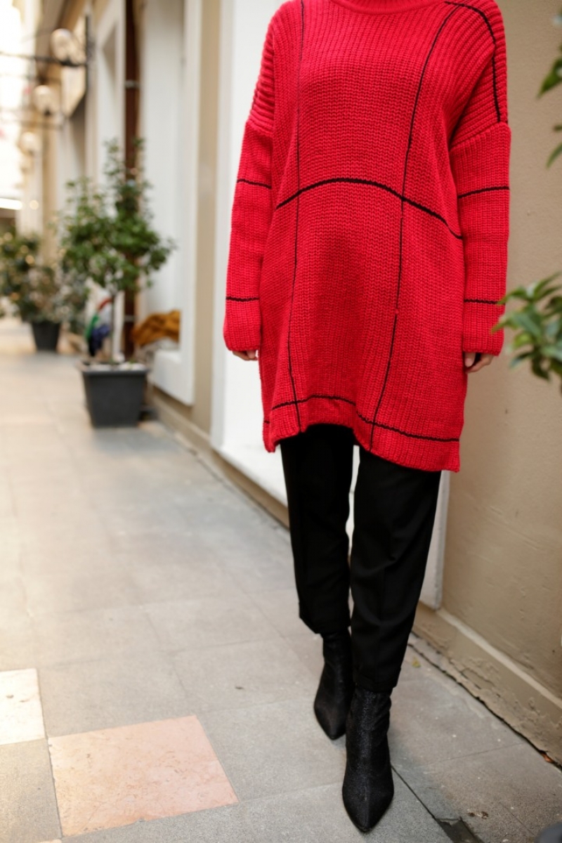 Sarah Kırmızı Triko Kazak