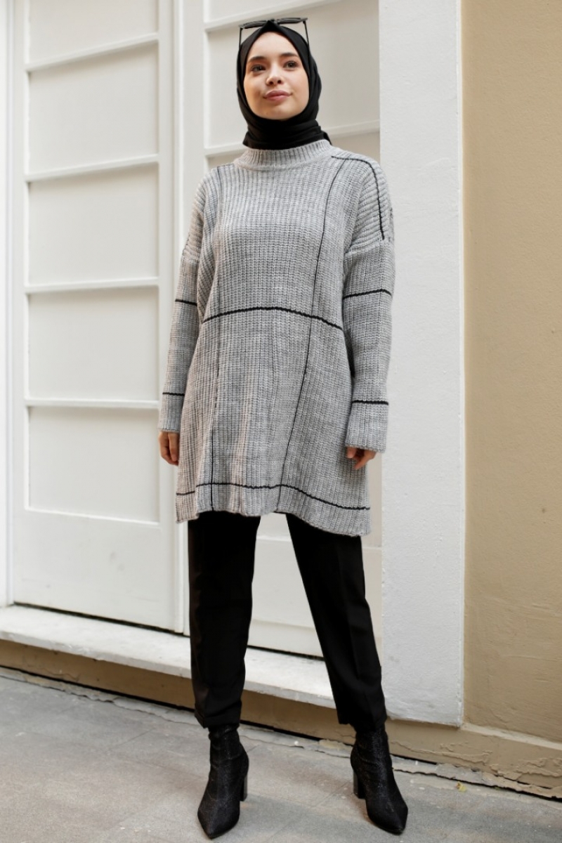 Sarah Açık Gri Triko Kazak