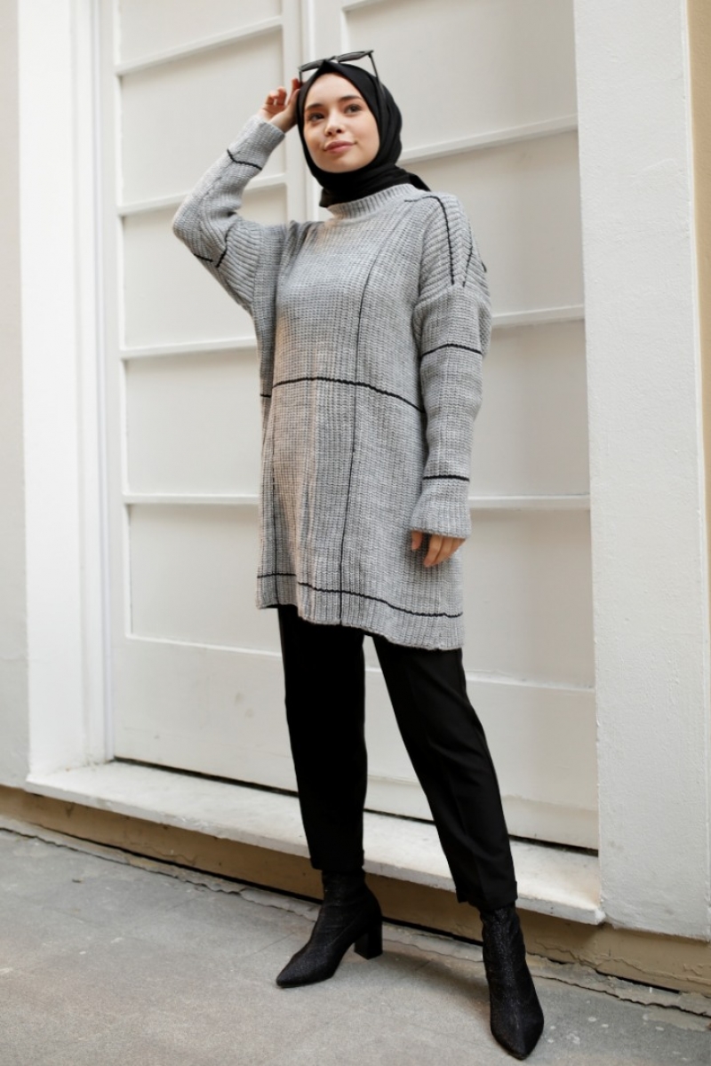 Sarah Açık Gri Triko Kazak