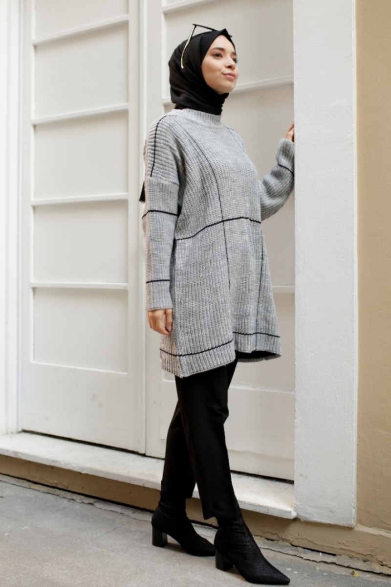 Sarah Açık Gri Triko Kazak