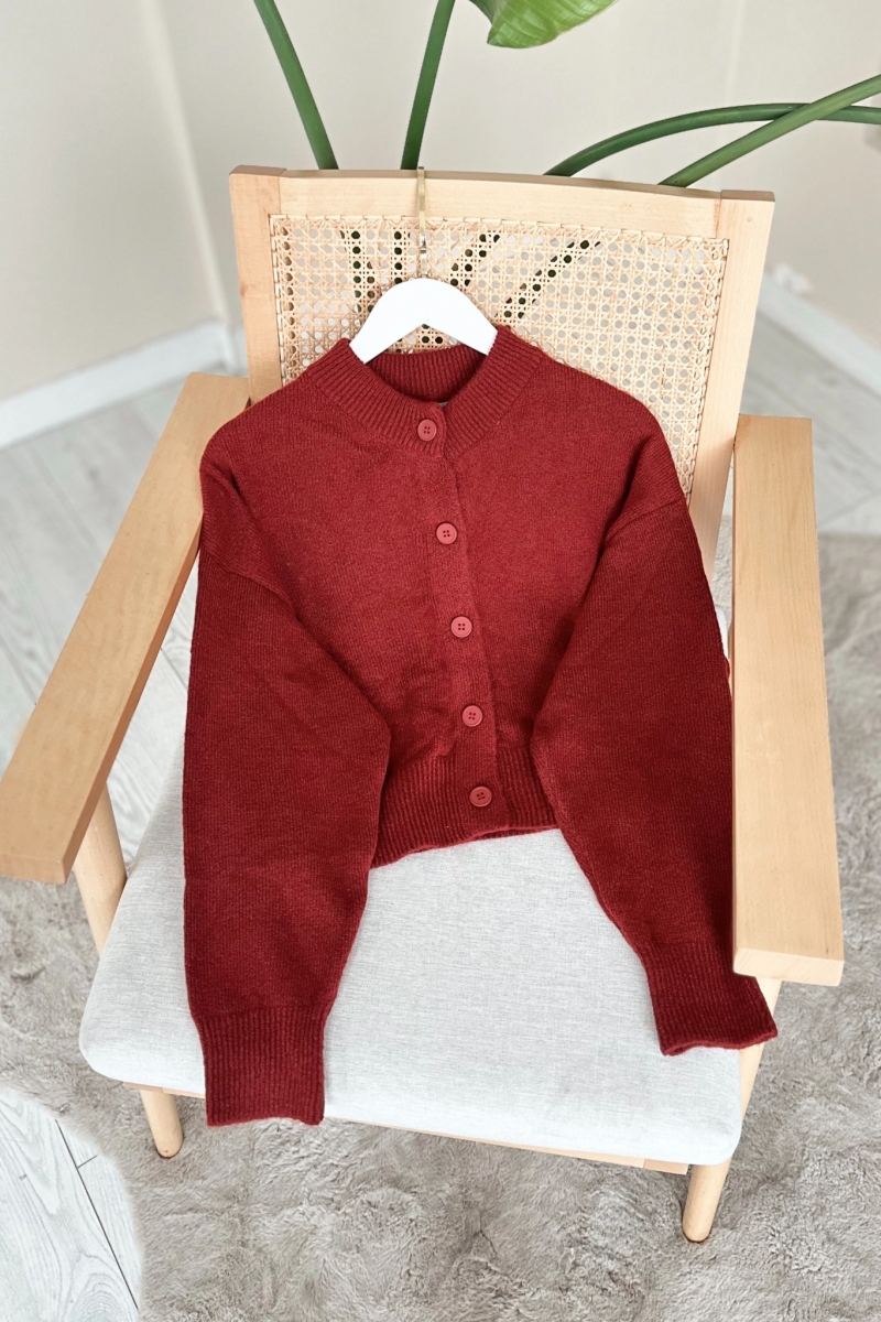 Sare Bordo Triko Hırka