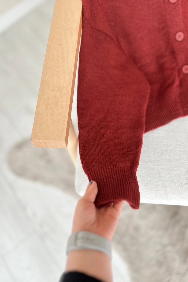 Sare Bordo Triko Hırka