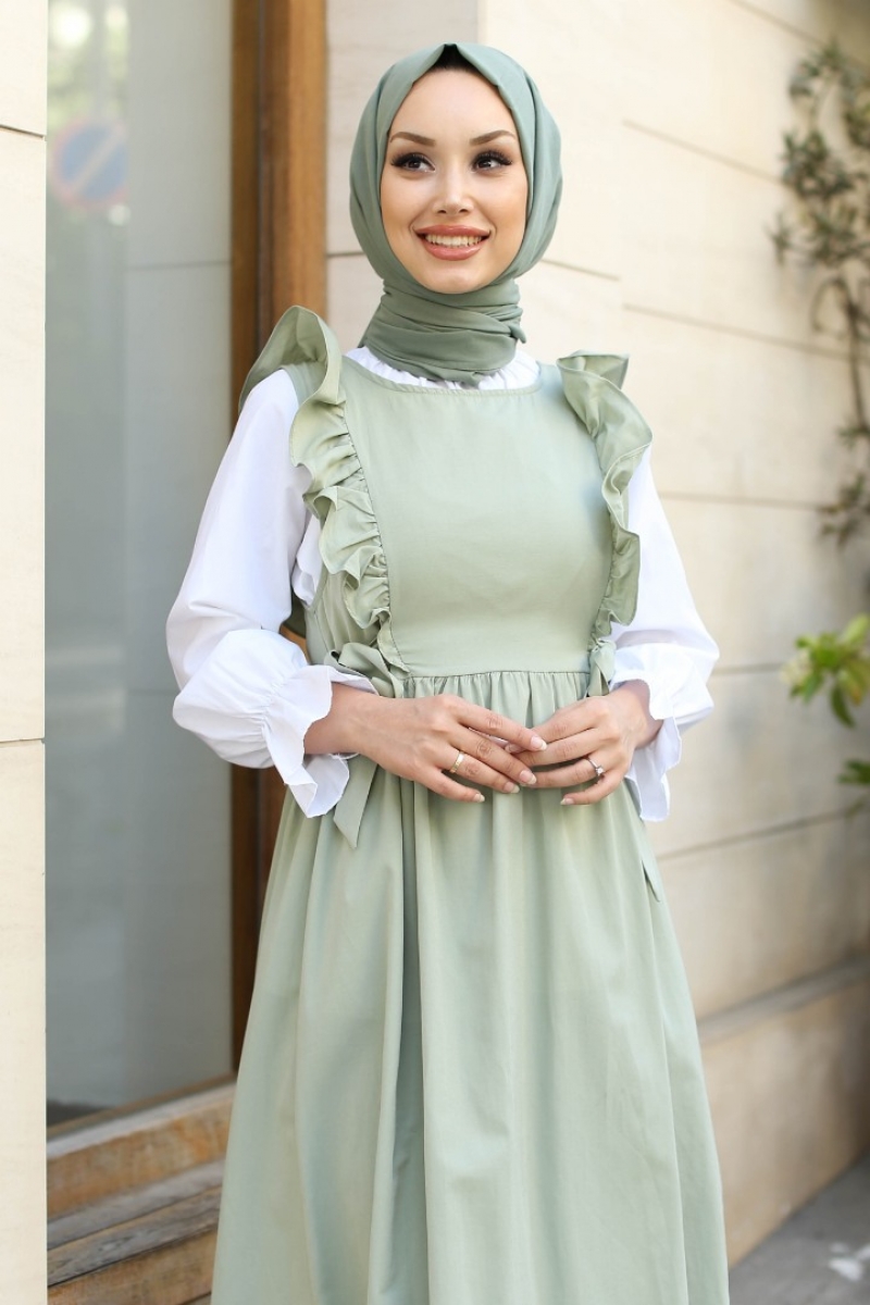 Shen Mint Yeşili Jile Gömlek Kombin