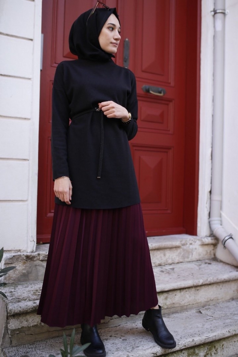 Shines Mürdüm Etek Tunik Kombin