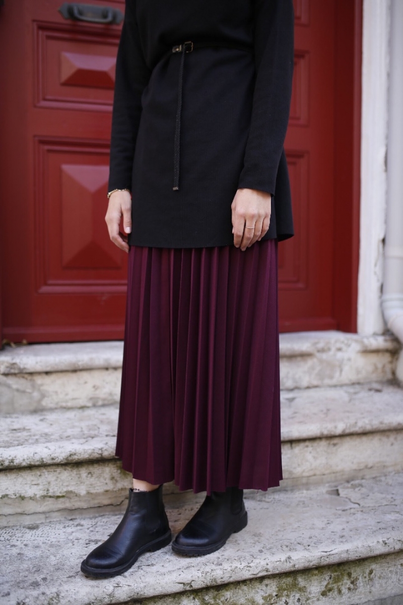 Shines Mürdüm Etek Tunik Kombin