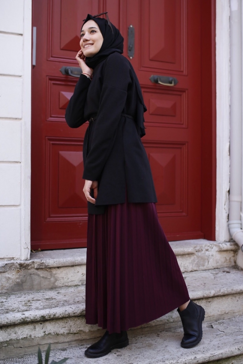 Shines Mürdüm Etek Tunik Kombin