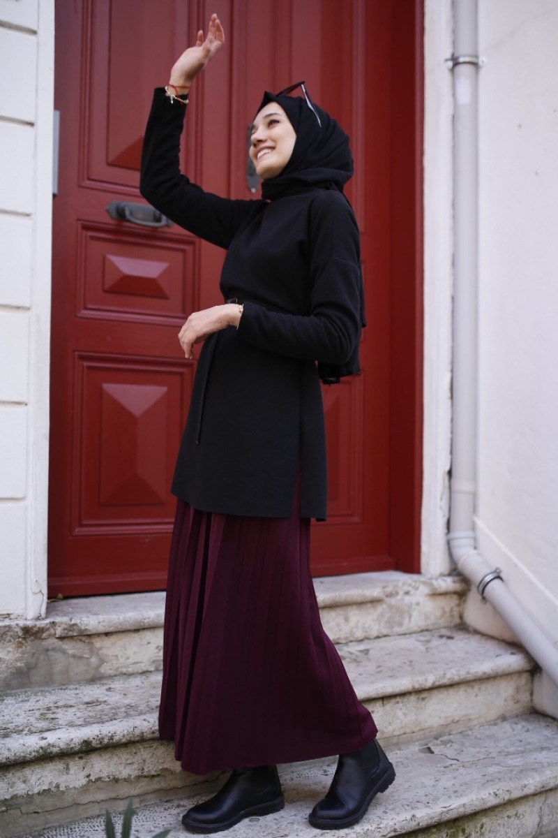 Shines Mürdüm Etek Tunik Kombin