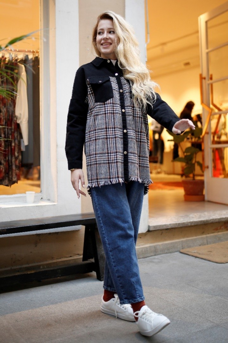 Shirt Siyah Ekose Ceket