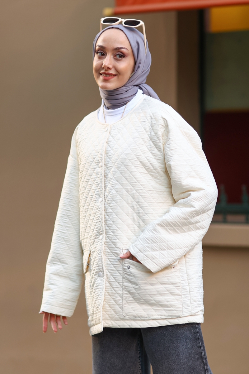 Single Ekru Kapitone Mont