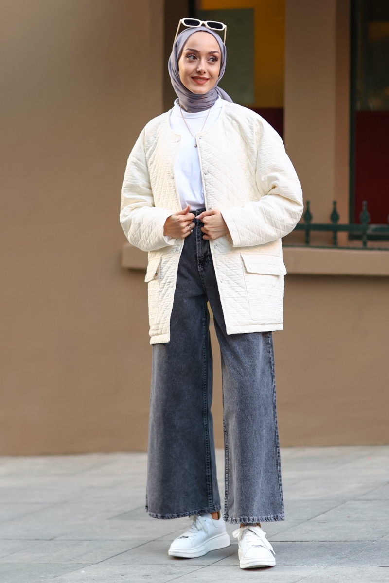 Single Ekru Kapitone Mont