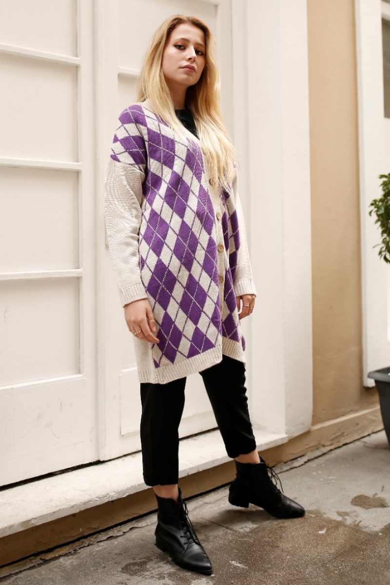 Slice Mor Triko Hırka