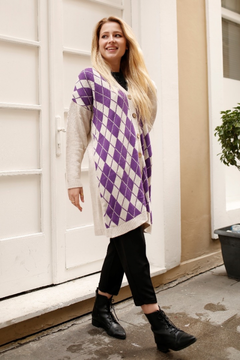 Slice Mor Triko Hırka