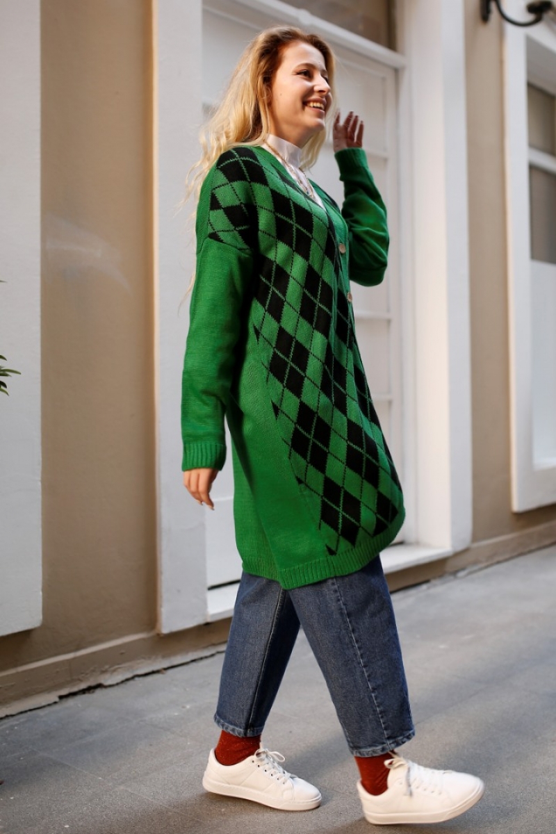 Slice Yeşil Triko Hırka