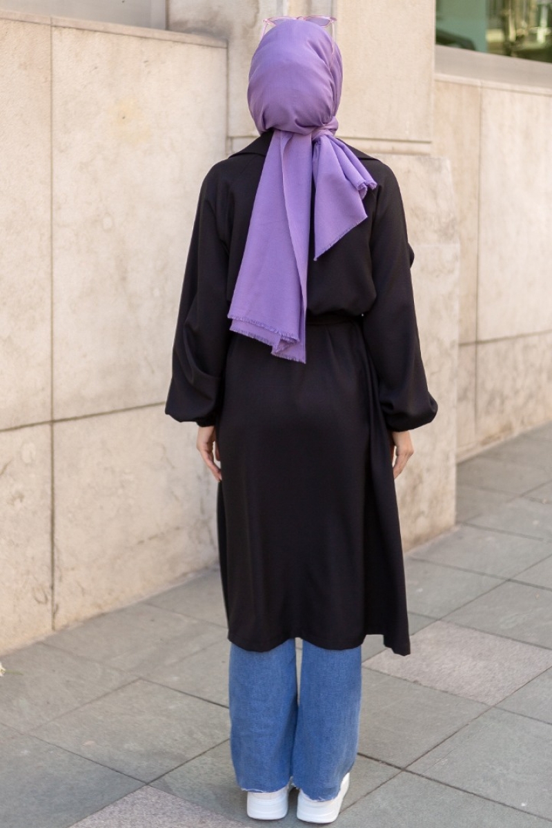 Space Siyah Trençkot