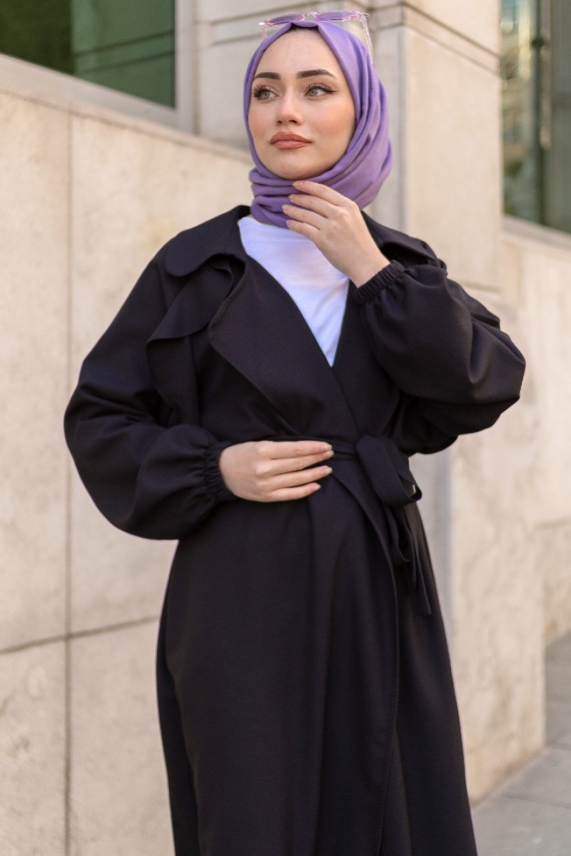 Space Siyah Trençkot