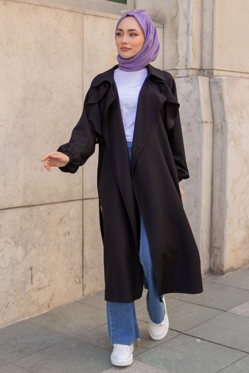 Space Siyah Trençkot