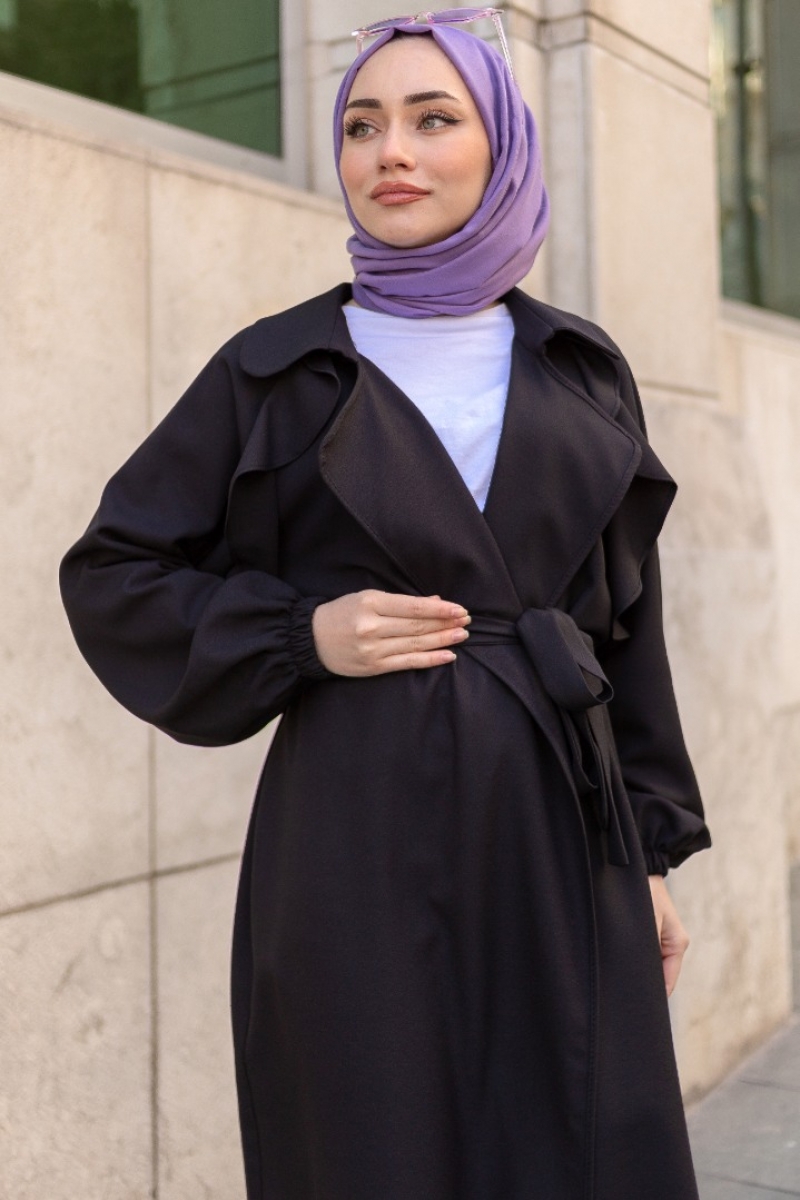 Space Siyah Trençkot