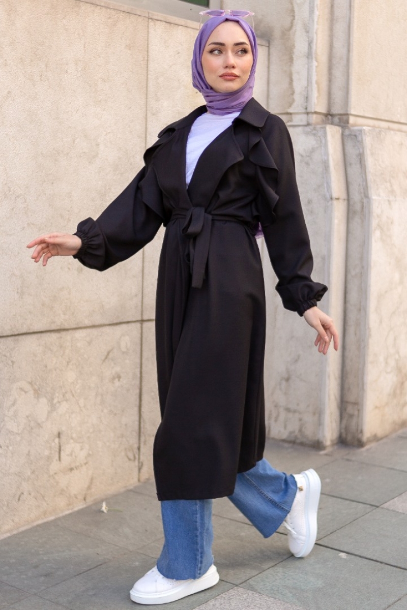 Space Siyah Trençkot