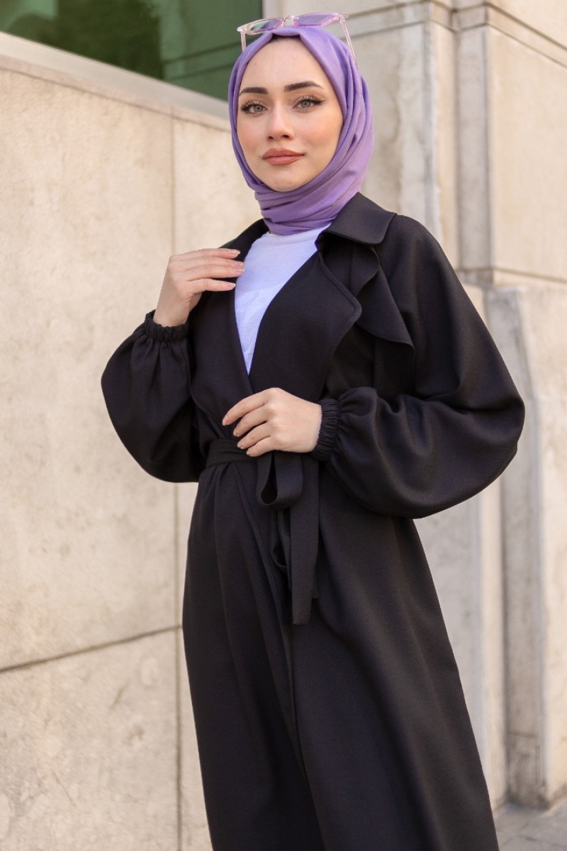 Space Siyah Trençkot