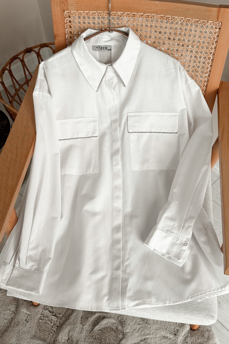 Swarovski Beyaz Tunik