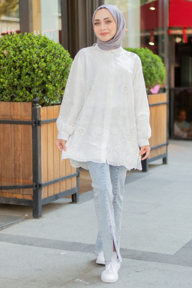 Talya Beyaz Tunik