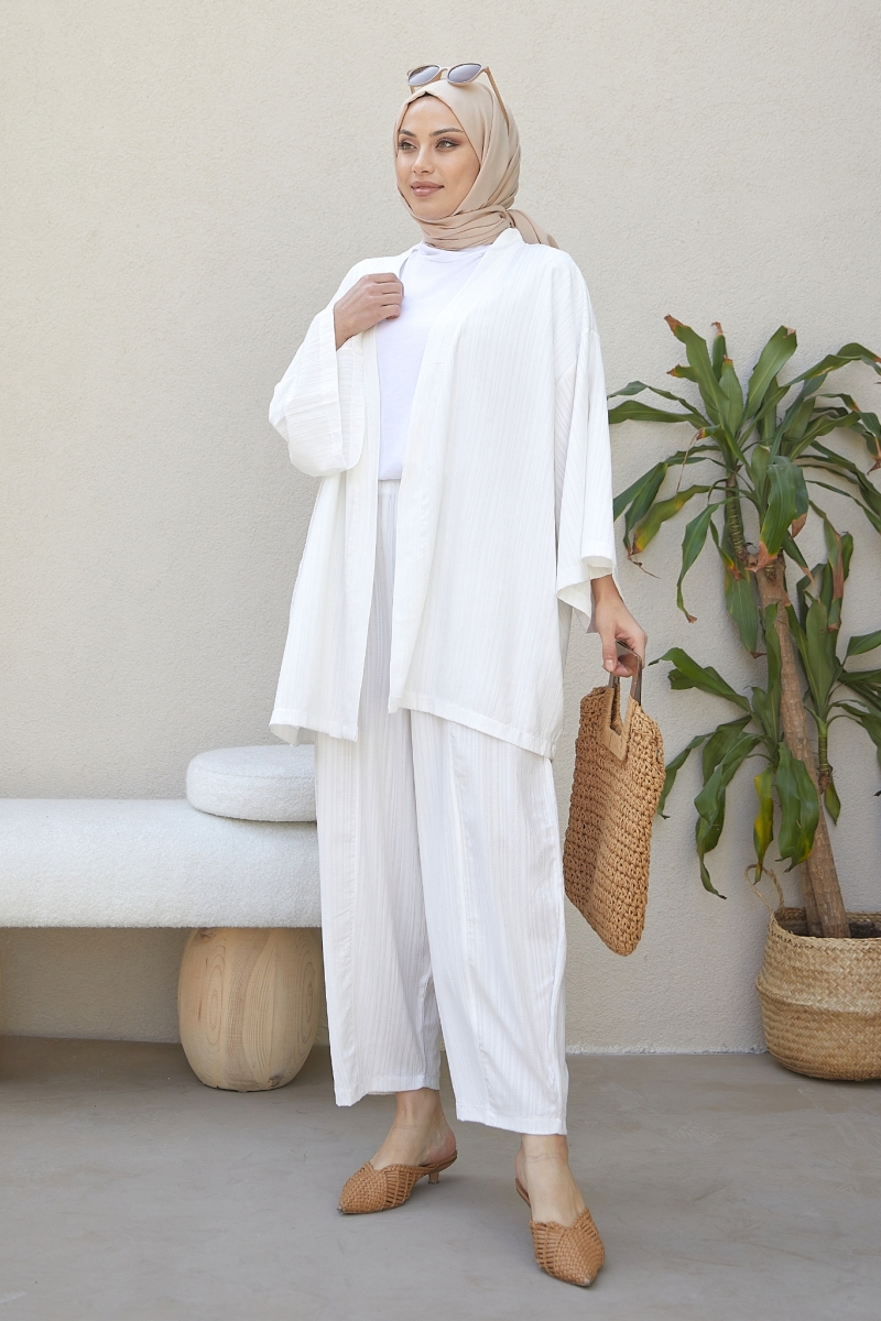 Tedra Beyaz Kimono Takım
