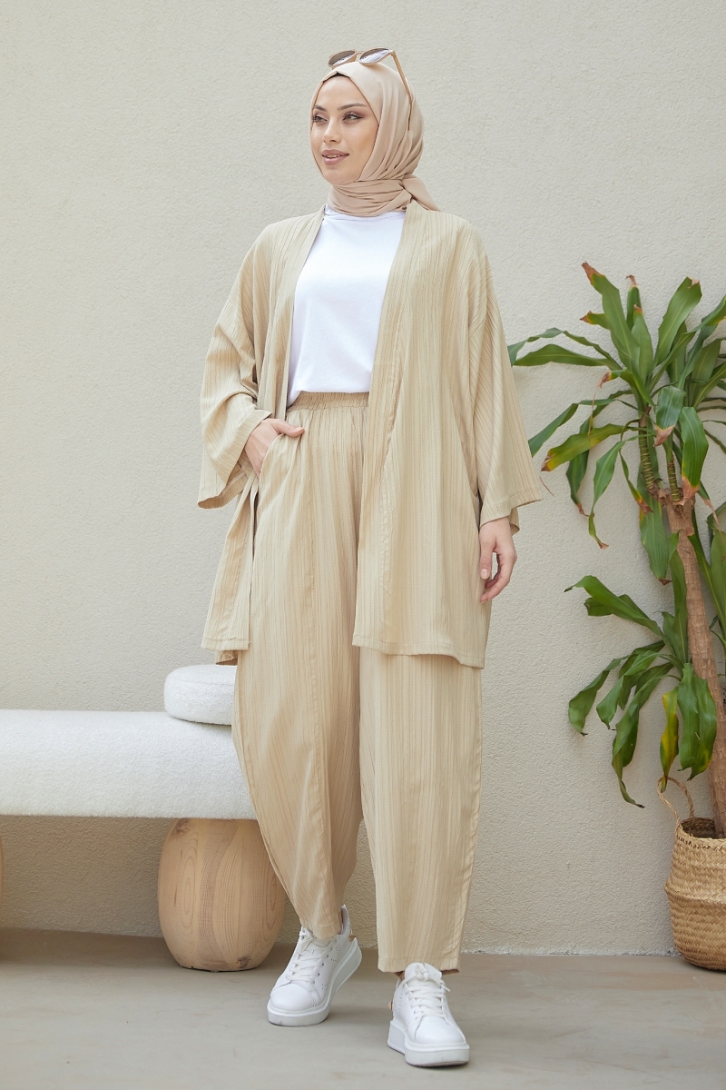 Tedra Bej Kimono Takım