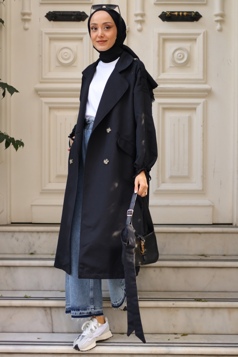 Tedy Siyah Trençkot