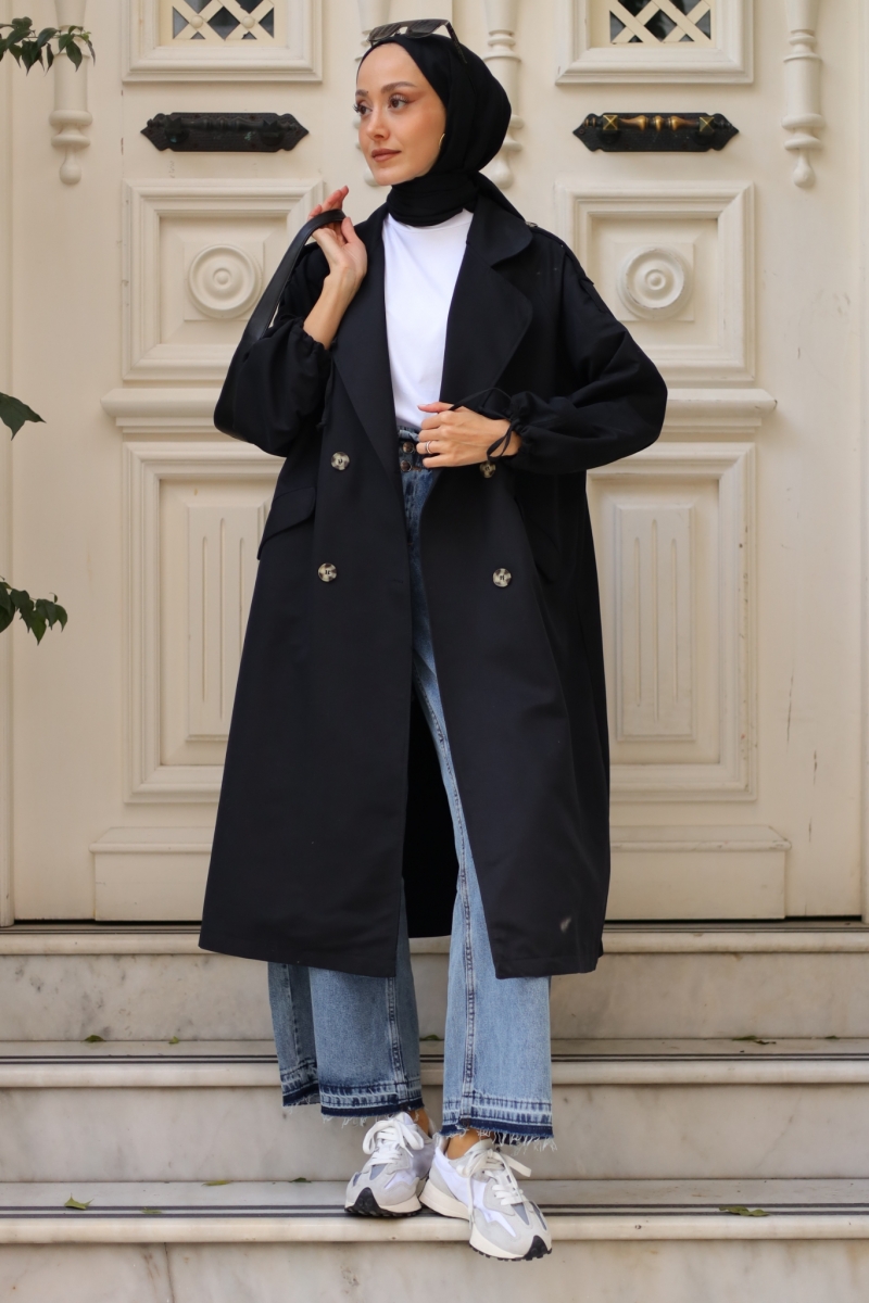 Tedy Siyah Trençkot