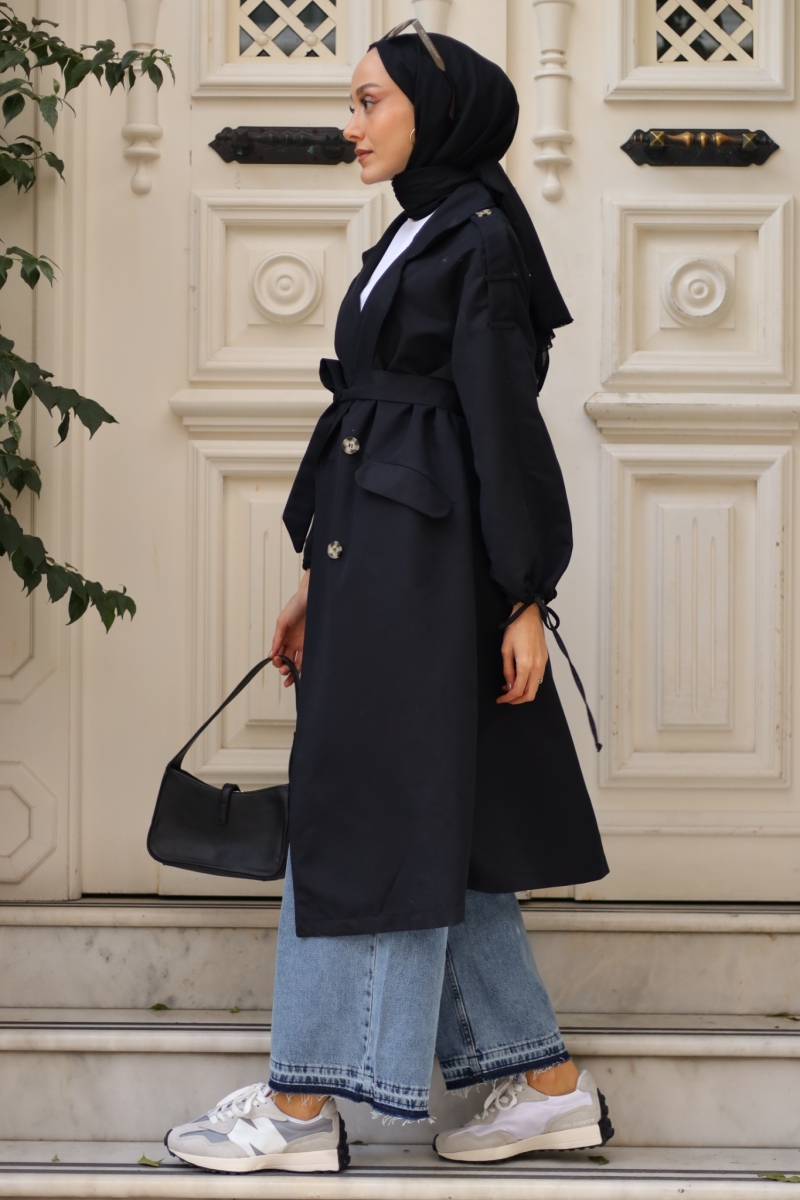 Tedy Siyah Trençkot