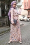 Nevruz Pembe Tropikal Elbise