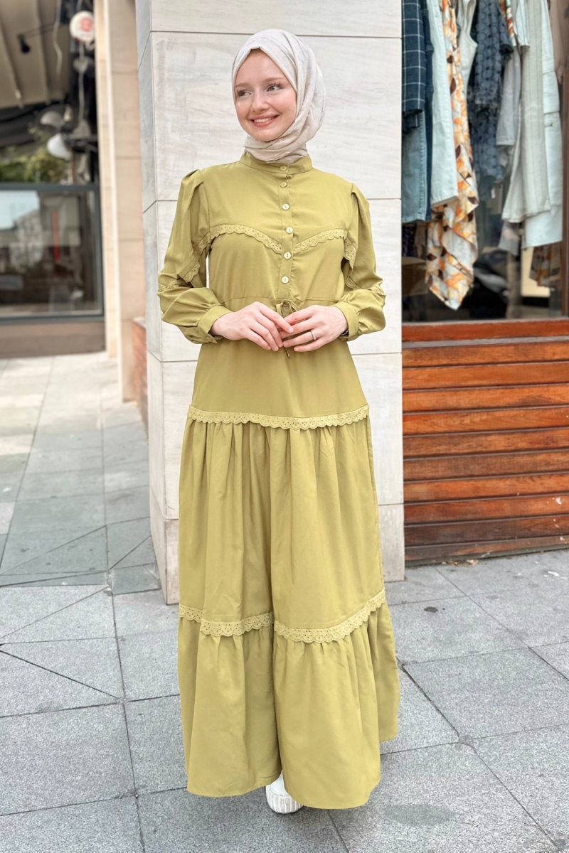 Umay Yağ Yeşili Elbise