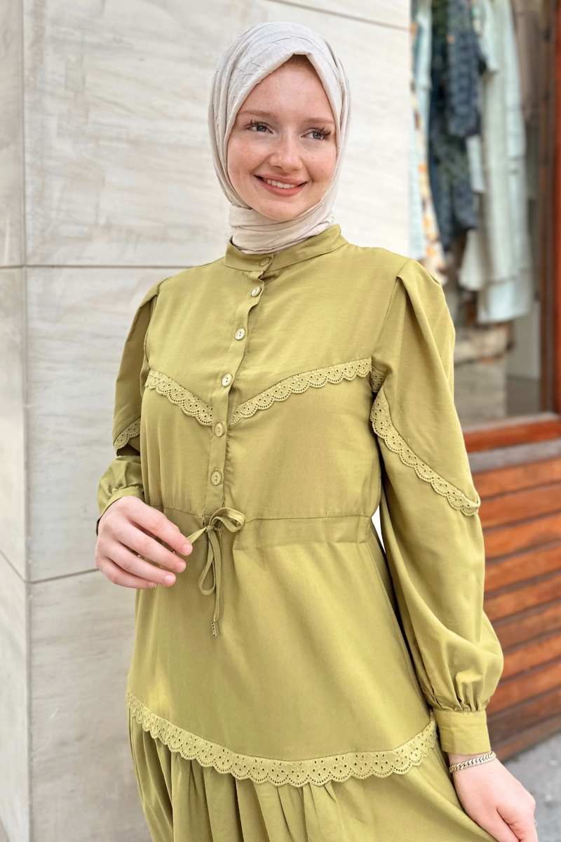 Umay Yağ Yeşili Elbise