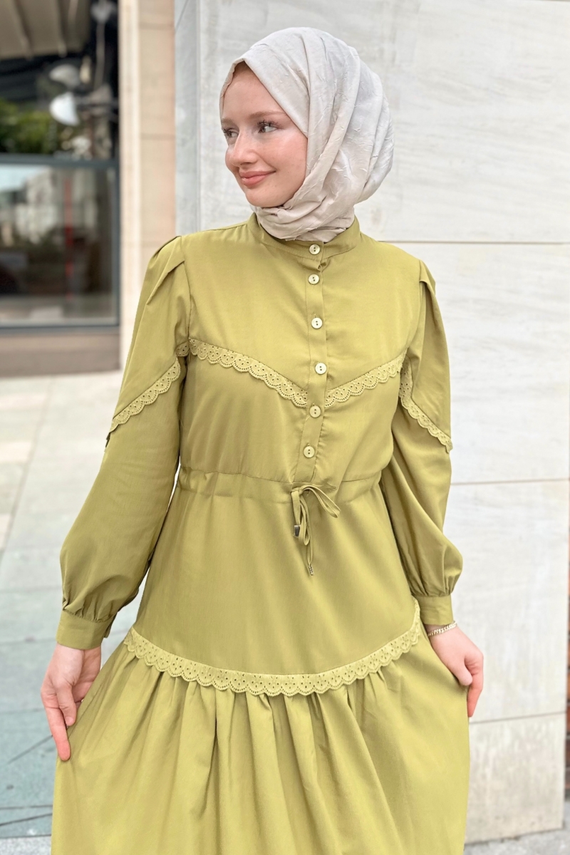 Umay Yağ Yeşili Elbise