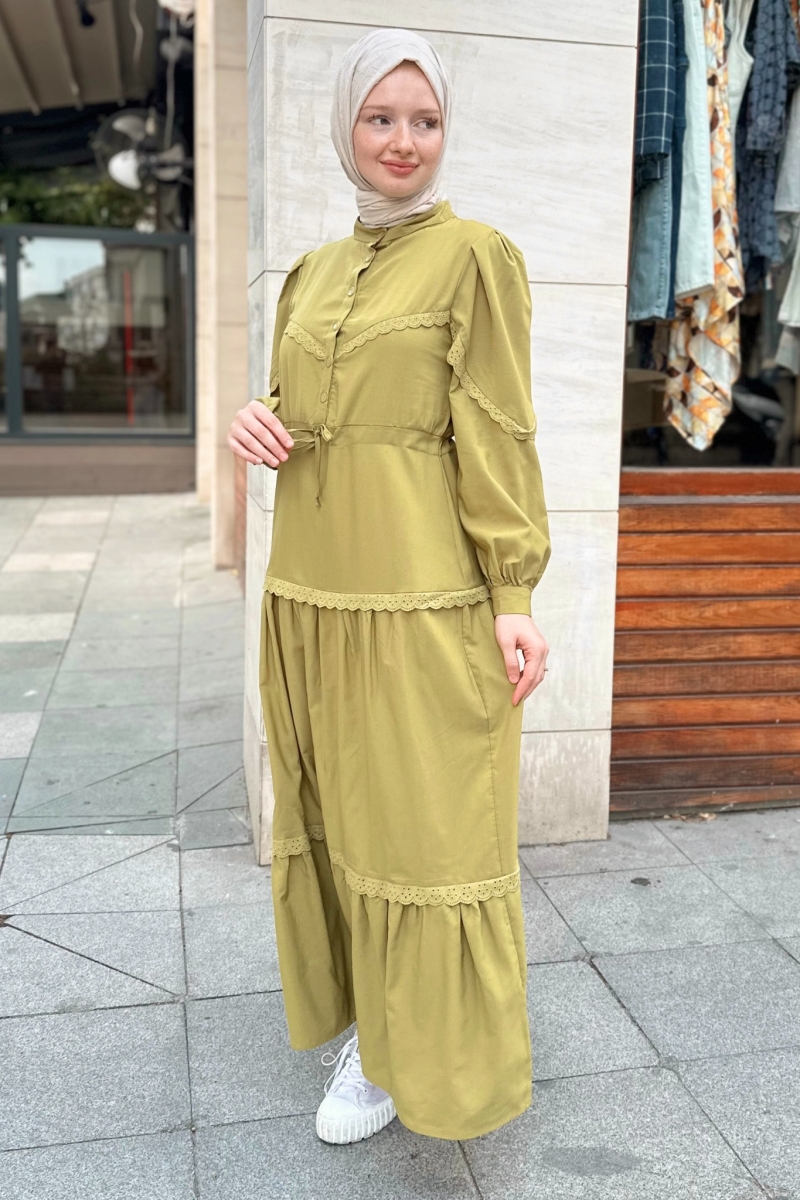 Umay Yağ Yeşili Elbise