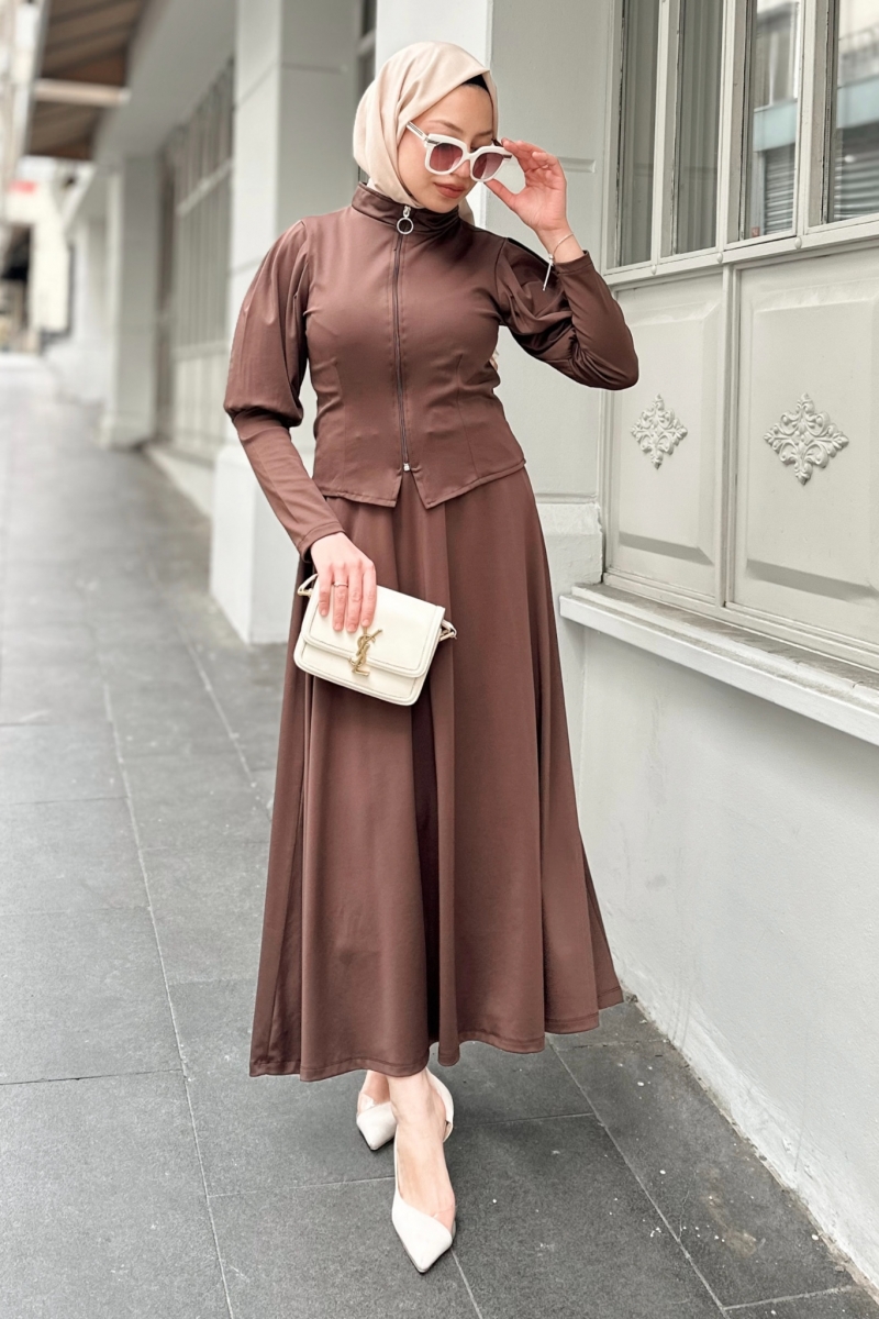 Valeria Kahverengi Scuba Takım