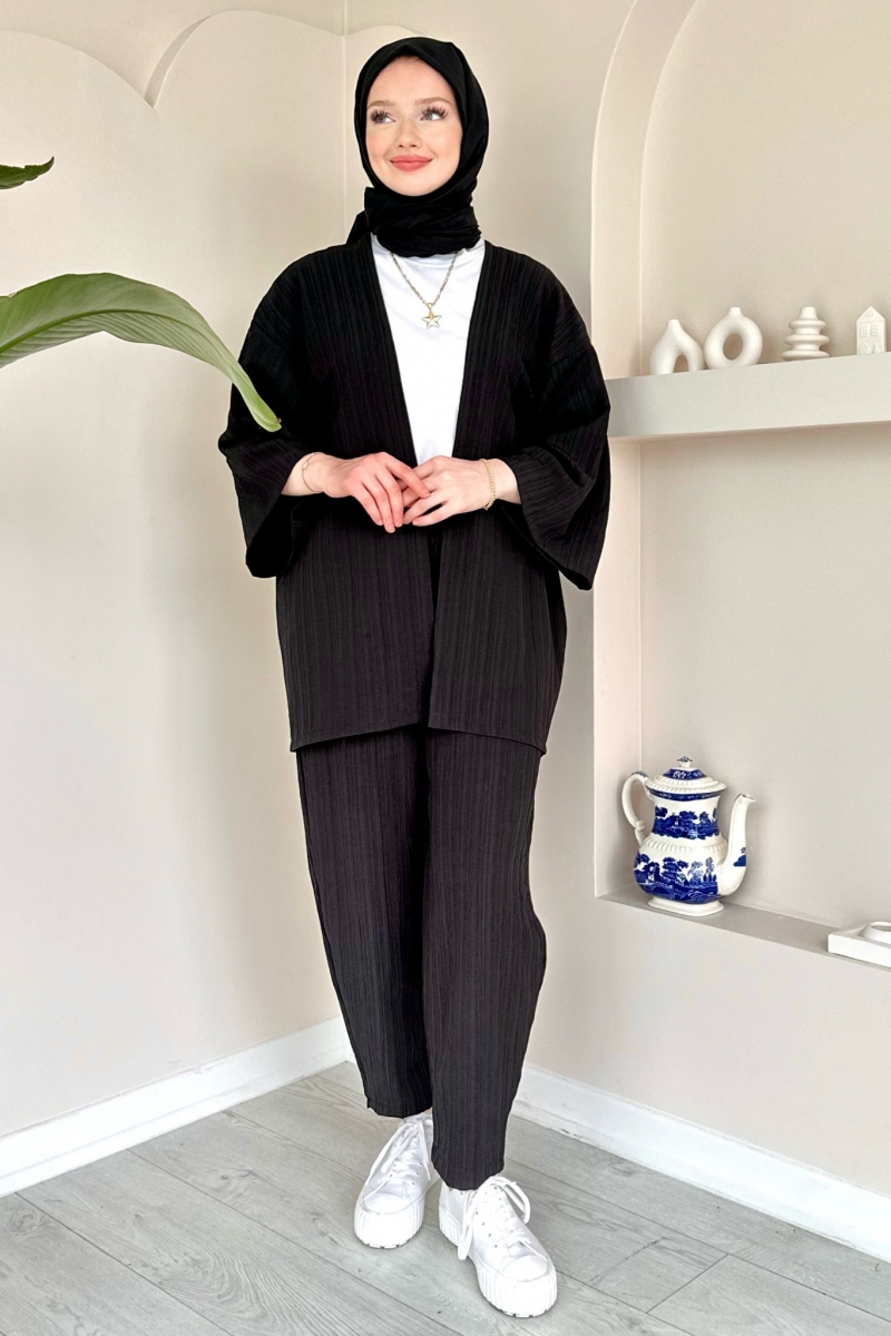 Vania Siyah Kimono Takım