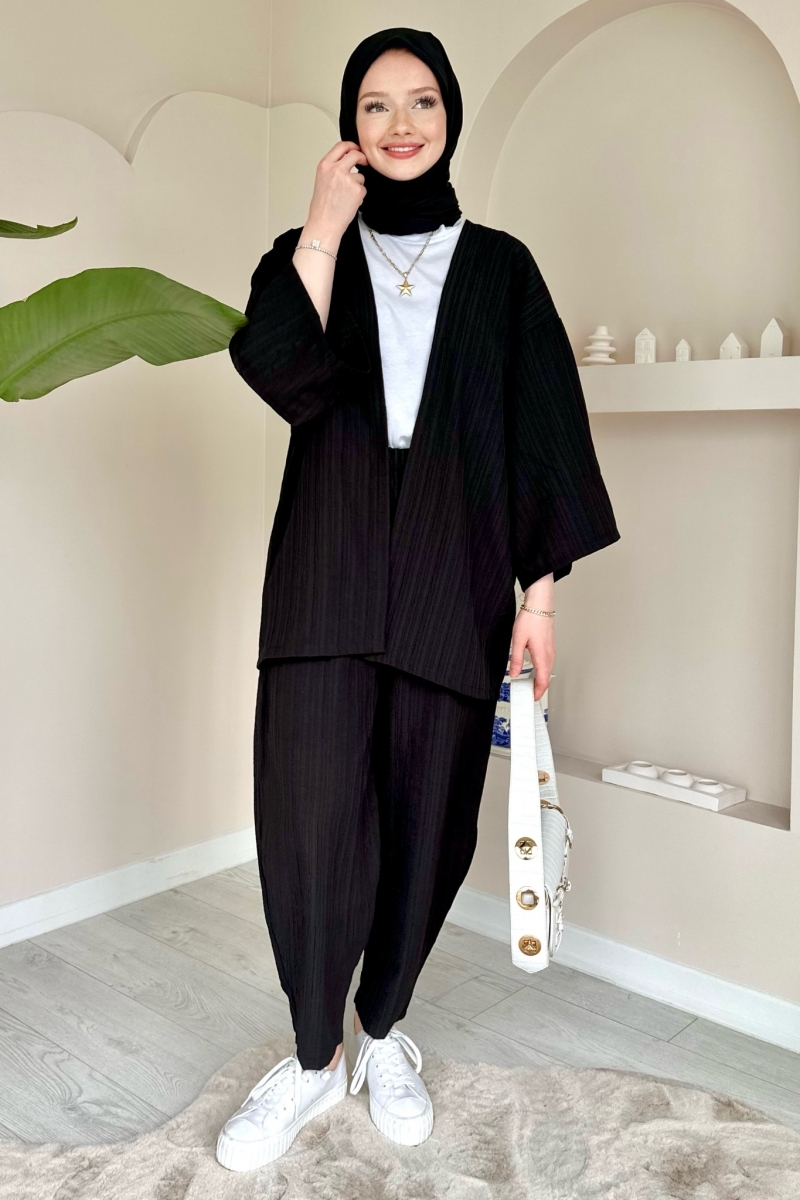 Vania Siyah Kimono Takım