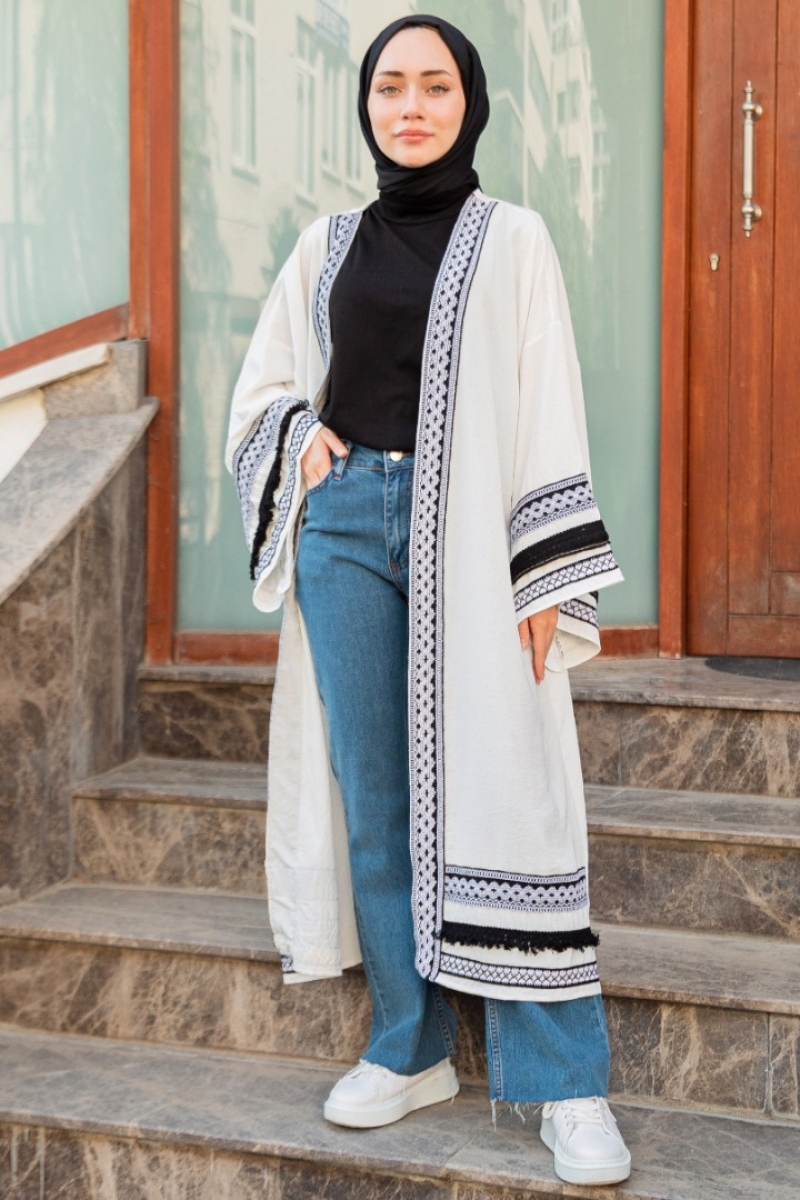 Vena Beyaz Kimono