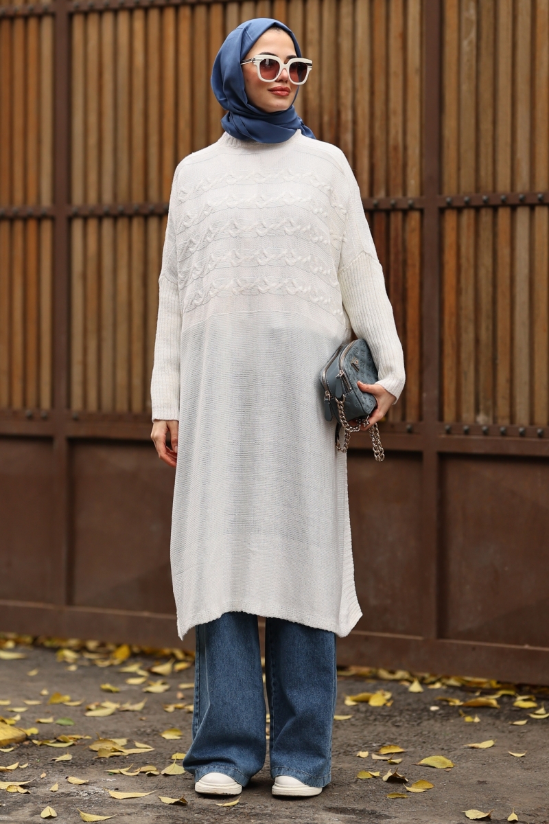 Verna Beyaz Triko Tunik