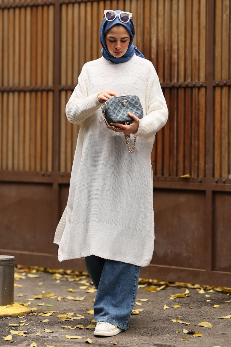 Verna Beyaz Triko Tunik