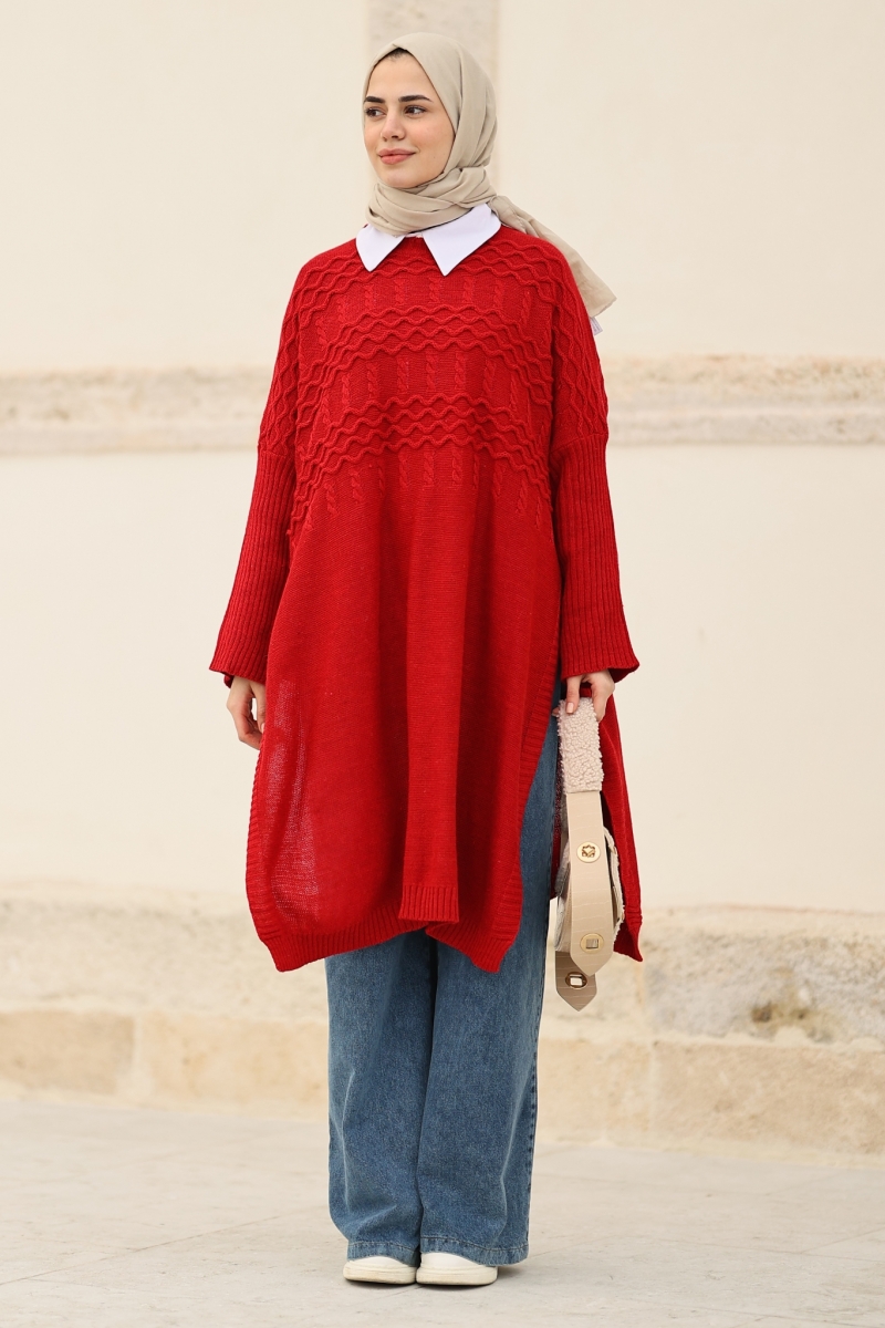 Verna Kırmızı Triko Tunik