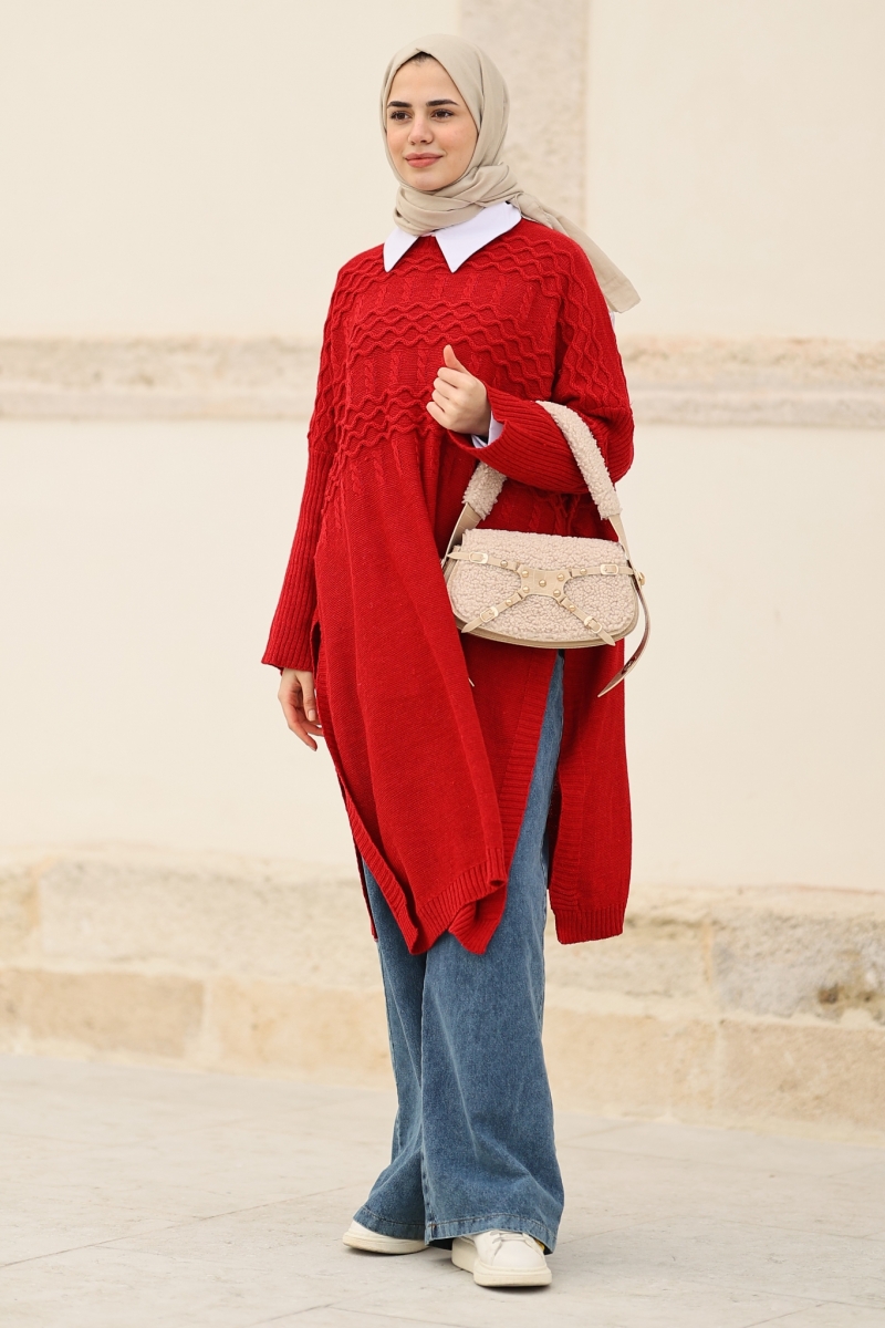 Verna Kırmızı Triko Tunik
