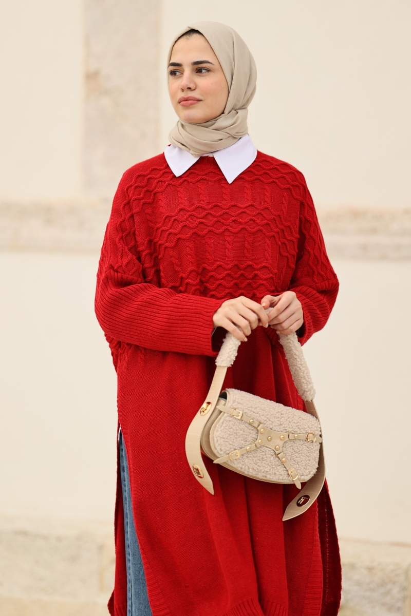 Verna Kırmızı Triko Tunik